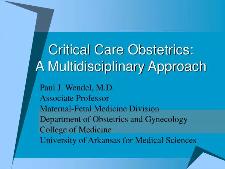 critical care obstetrics a multidisciplinary approach