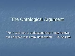 The Ontological Argument