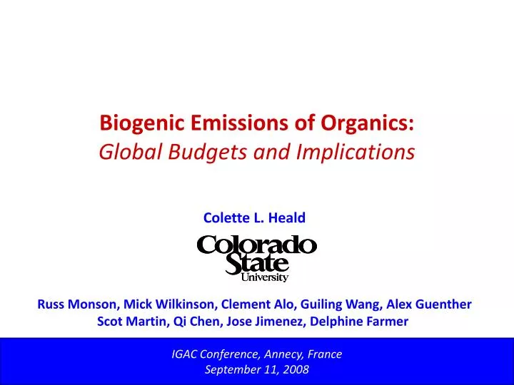 biogenic emissions of organics global budgets and implications