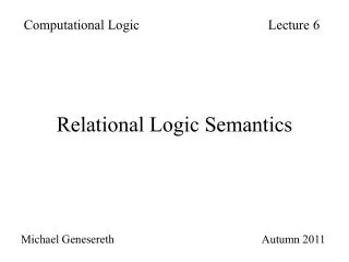 Relational Logic Semantics