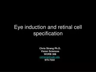 Eye induction and retinal cell specification