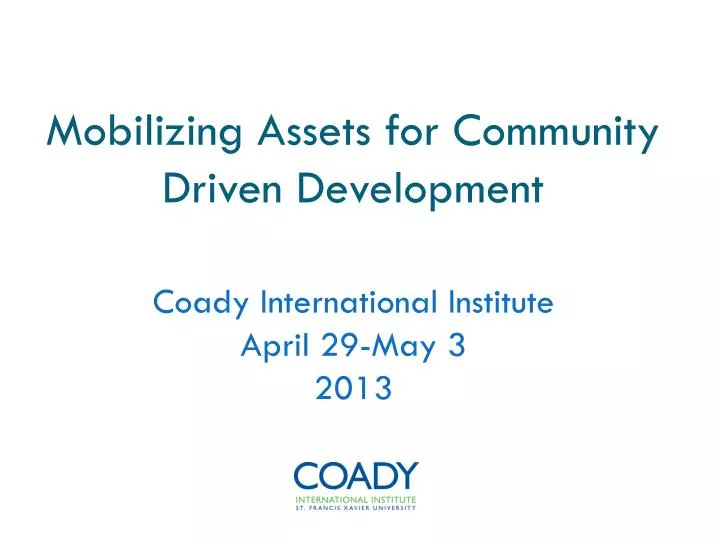 mobilizing assets for community driven development