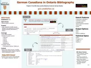 German Canadiana in Ontario Bibliography
