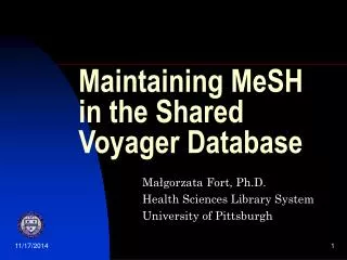 Maintaining MeSH in the Shared Voyager Database