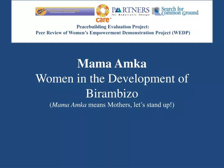 mama amka women in the development of birambizo mama amka means mothers let s stand up