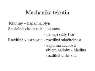 mechanika tekutin