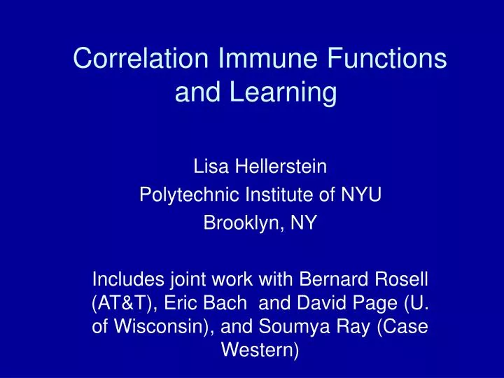 correlation immune functions and learning