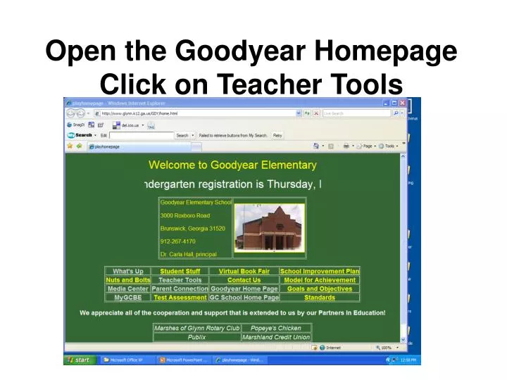 open the goodyear homepage click on teacher tools