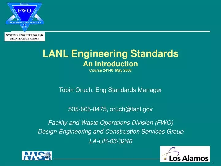 lanl engineering standards an introduction course 24140 may 2003