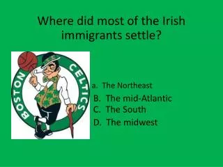 Where did most of the Irish immigrants settle?