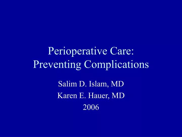 perioperative care preventing complications