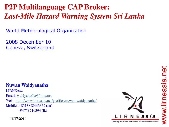 p2p multilanguage cap broker last mile hazard warning system sri lanka