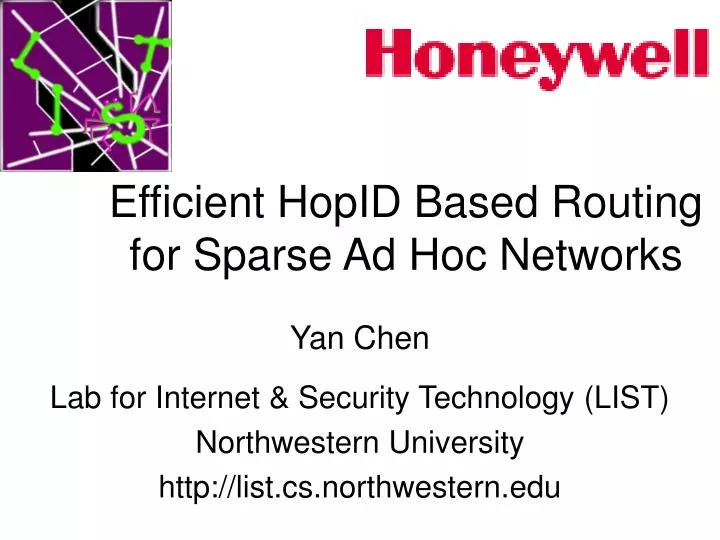 efficient hopid based routing for sparse ad hoc networks