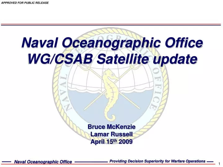naval oceanographic office wg csab satellite update