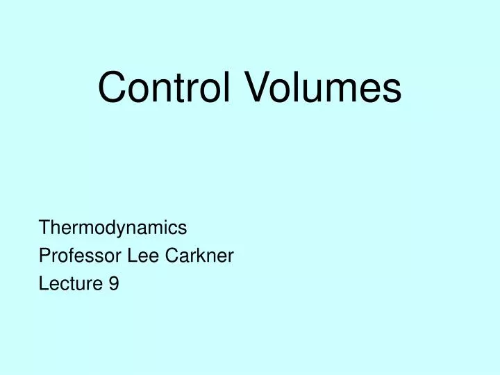 control volumes