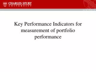 Key Performance Indicators for measurement of portfolio performance