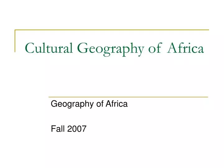 cultural geography of africa