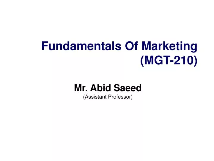 fundamentals of marketing mgt 210
