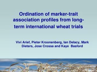 ordination of marker trait association profiles from long term international wheat trials