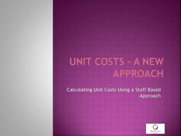 unit costs a new approach