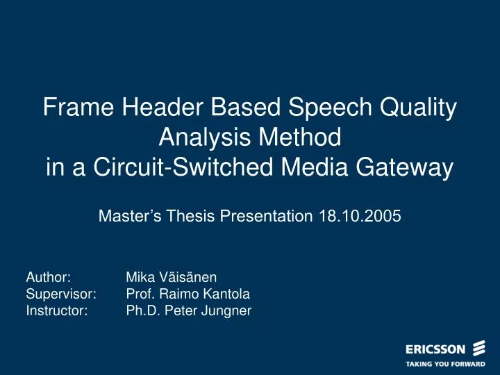 frame header based speech quality analysis method in a circuit switched media gateway