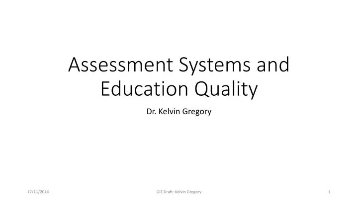 assessment systems and education quality