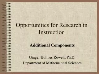 opportunities for research in instruction