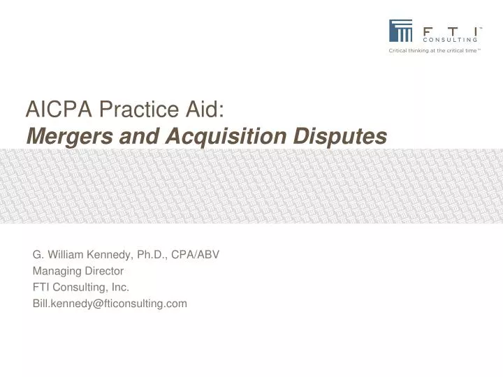 a icpa practice aid mergers and acquisition disputes