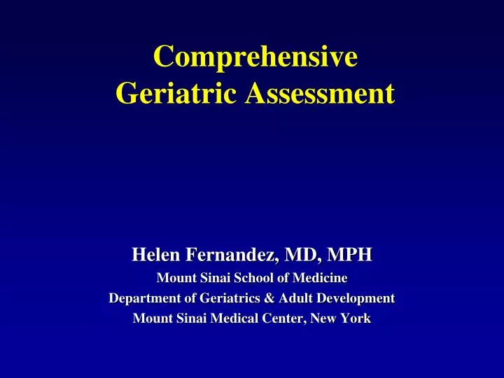 comprehensive geriatric assessment
