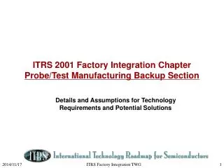 ITRS 2001 Factory Integration Chapter Probe/Test Manufacturing Backup Section