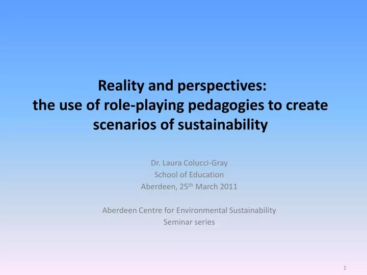 reality and perspectives the use of role playing pedagogies to create scenarios of sustainability