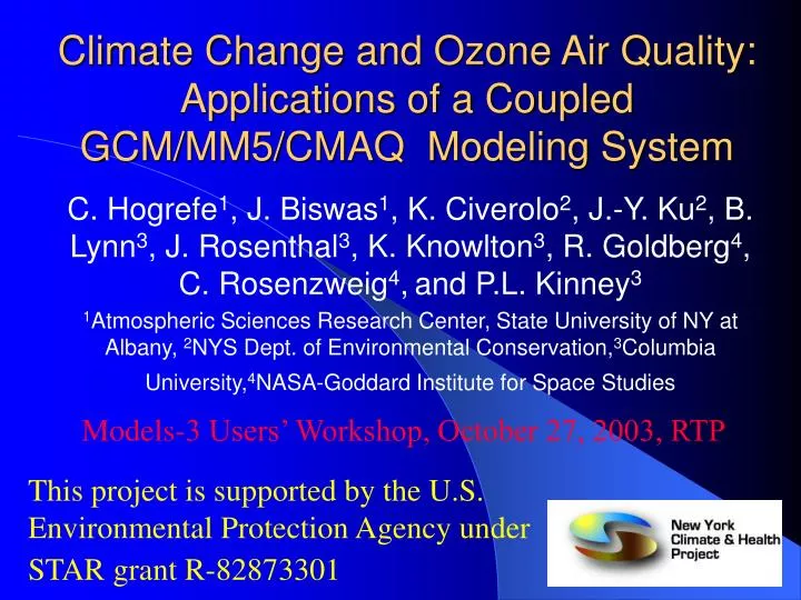climate change and ozone air quality applications of a coupled gcm mm5 cmaq modeling system
