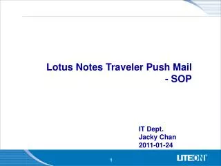 Lotus Notes Traveler Push Mail - SOP