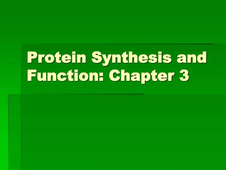 protein synthesis and function chapter 3