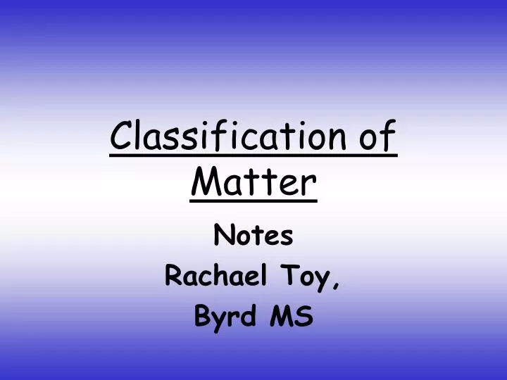 classification of matter