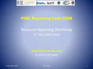 PERC Reporting Code 2008