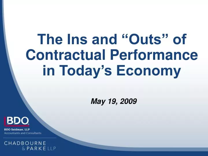 the ins and outs of contractual performance in today s economy