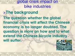 global crisis impact on bike industries