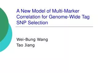 A New Model of Multi-Marker Correlation for Genome-Wide Tag SNP Selection