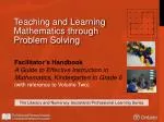 Teaching and Learning Mathematics through Problem Solving - slide 1