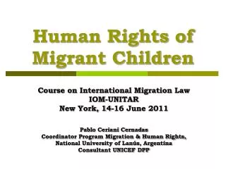 Human Rights of Migrant Children