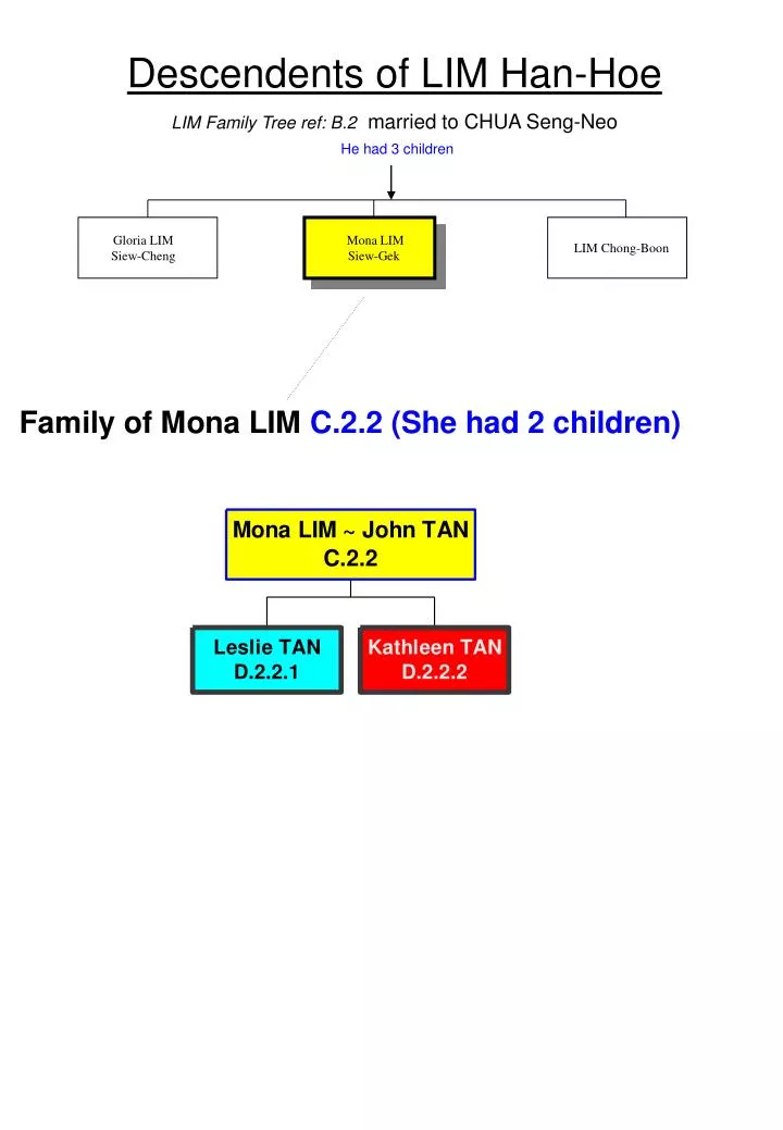 descendents of lim han hoe lim family tree ref b 2 married to chua seng neo he had 3 children