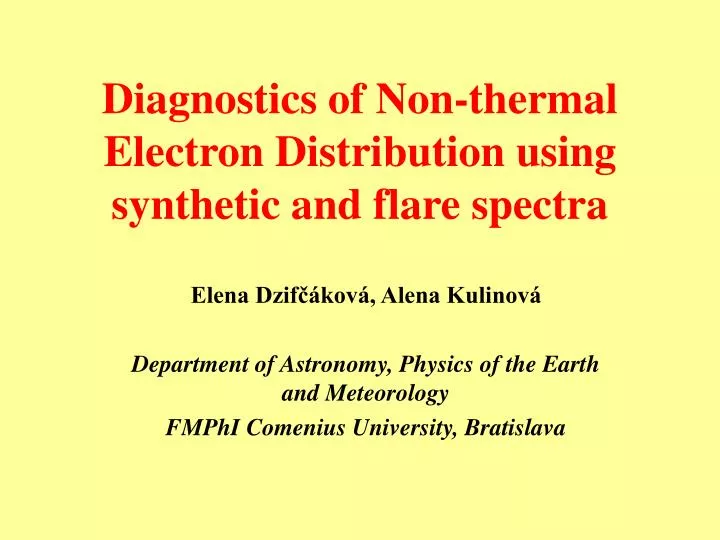 diagnostics of non thermal electron distribution using synthetic and flare spectra