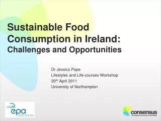Sustainable Food Consumption in Ireland: Challenges and Opportunities