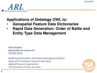 Applications of Ontology OWL to: Geospatial Feature Data Dictionaries