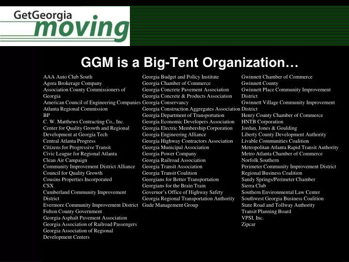 ggm is a big tent organization