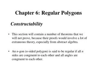 Chapter 6: Regular Polygons