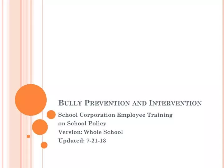 bully prevention and intervention
