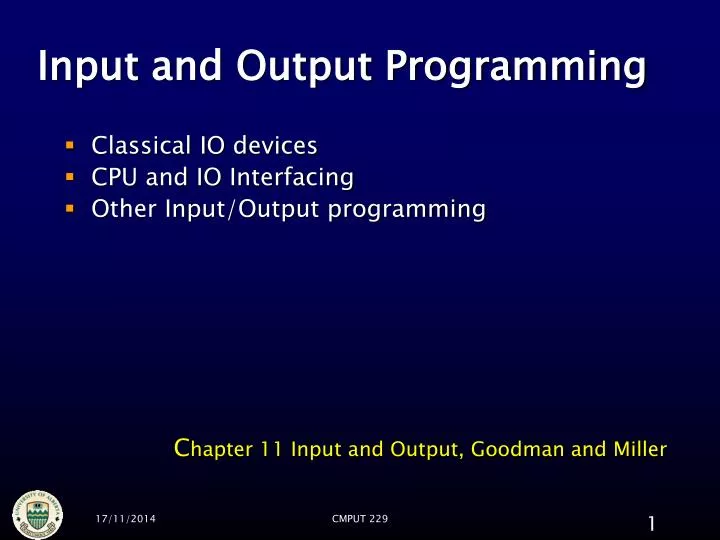 input and output programming