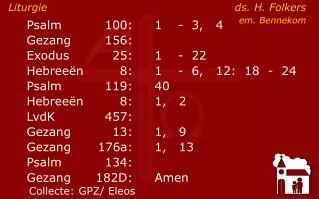 liturgie ds h folkers em bennekom